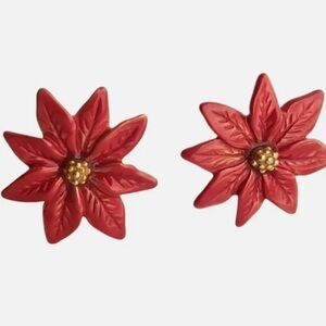 Avon Red Floral Earrings